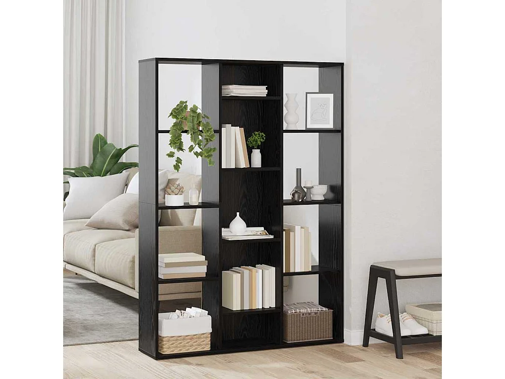 Biombo de roble negro 100 x 24 x 140 cm Madera de ingeniería