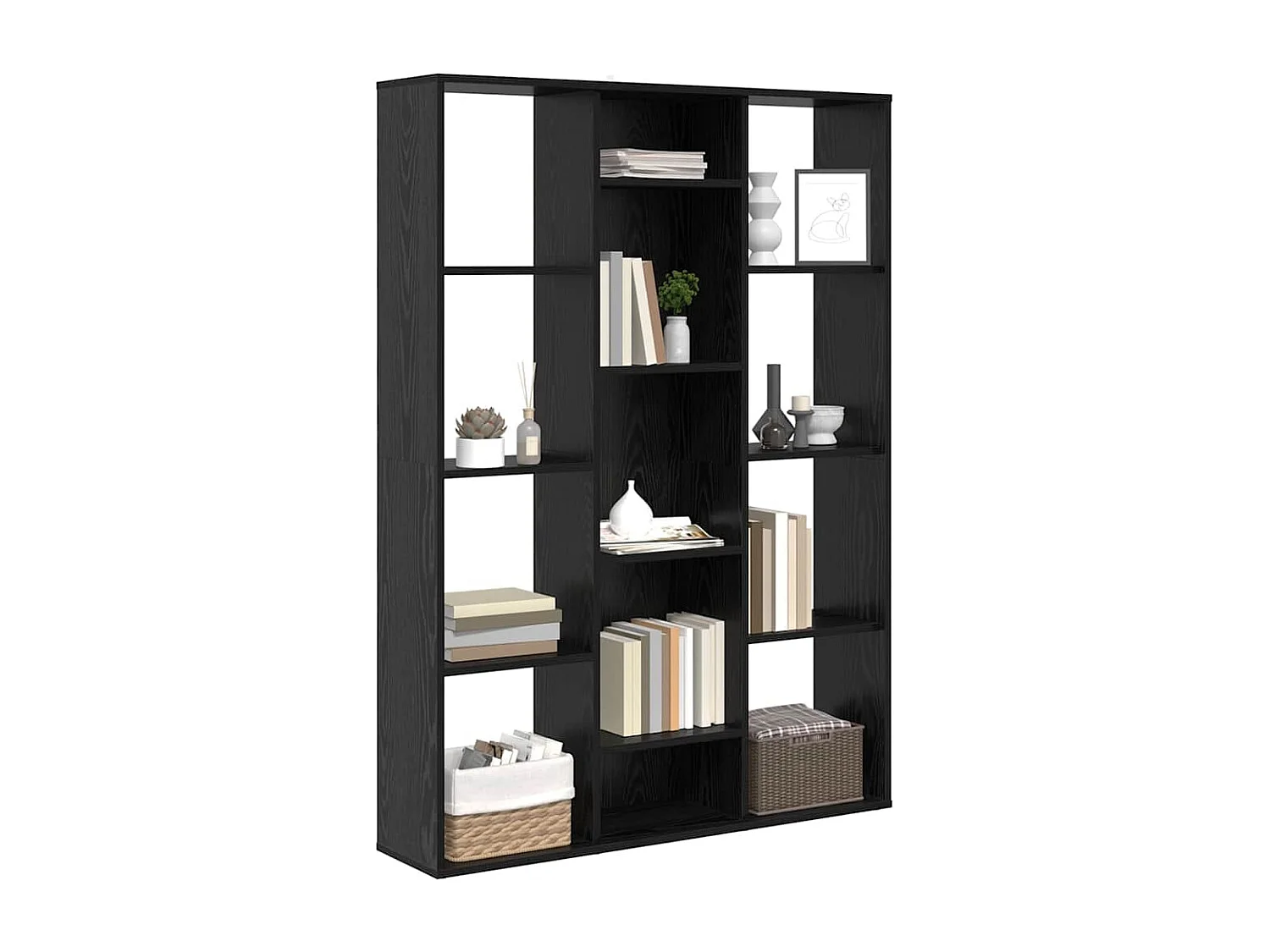 Biombo de roble negro 100 x 24 x 140 cm Madera de ingeniería