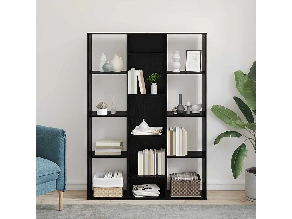 Biombo de roble negro 100 x 24 x 140 cm Madera de ingeniería