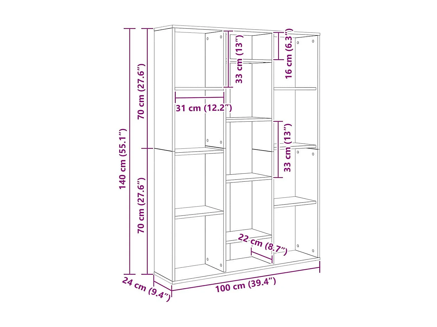 Biombo de roble negro 100 x 24 x 140 cm Madera de ingeniería