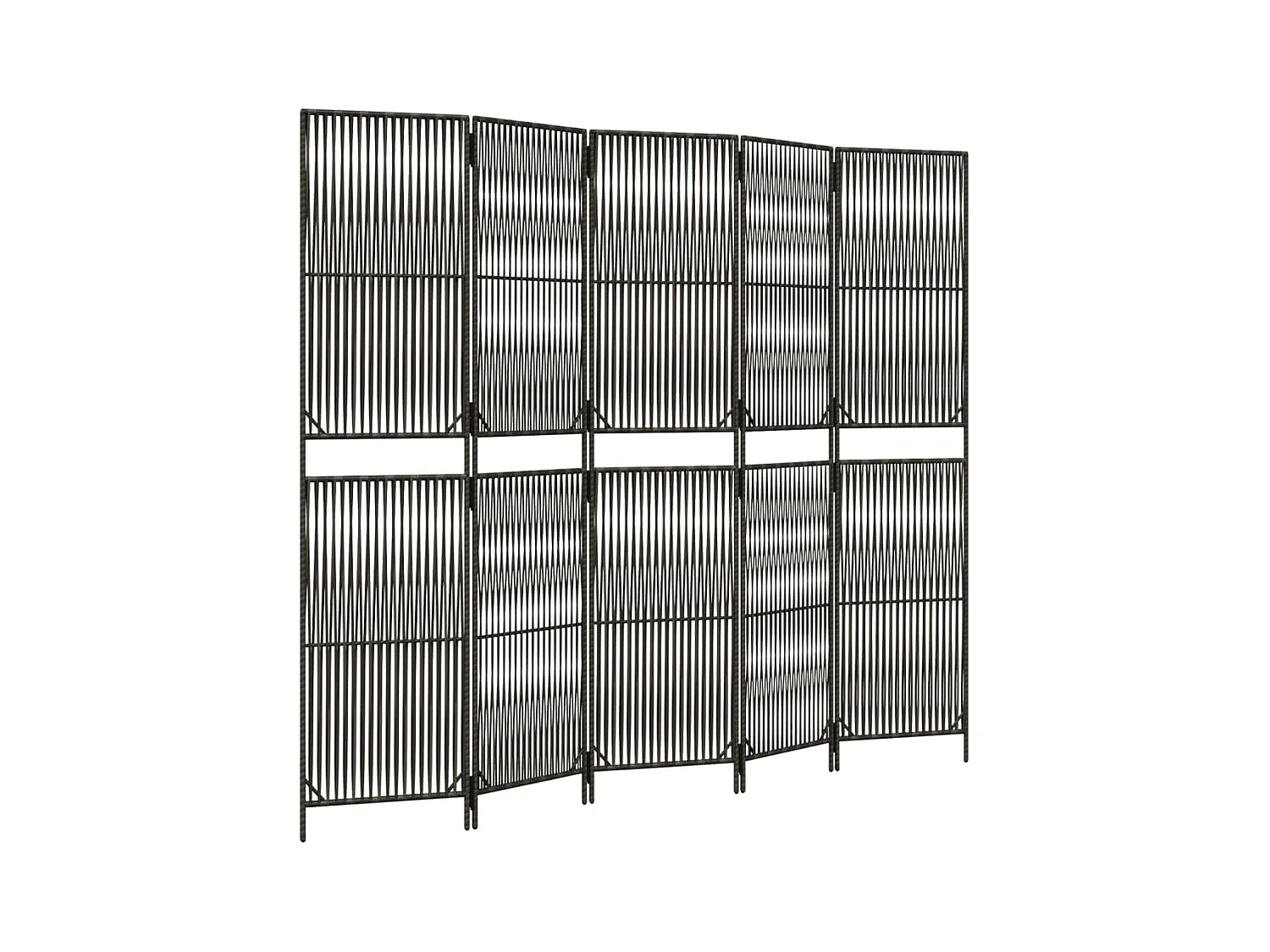 Tabique divisorio de 5 paneles de mimbre de resina gris