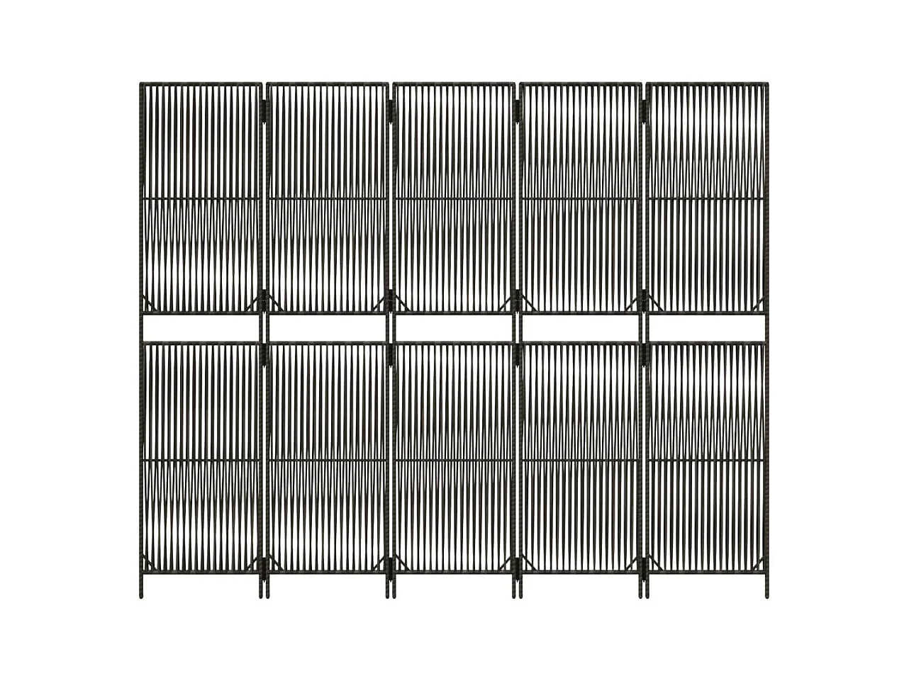 Tabique divisorio de 5 paneles de mimbre de resina gris