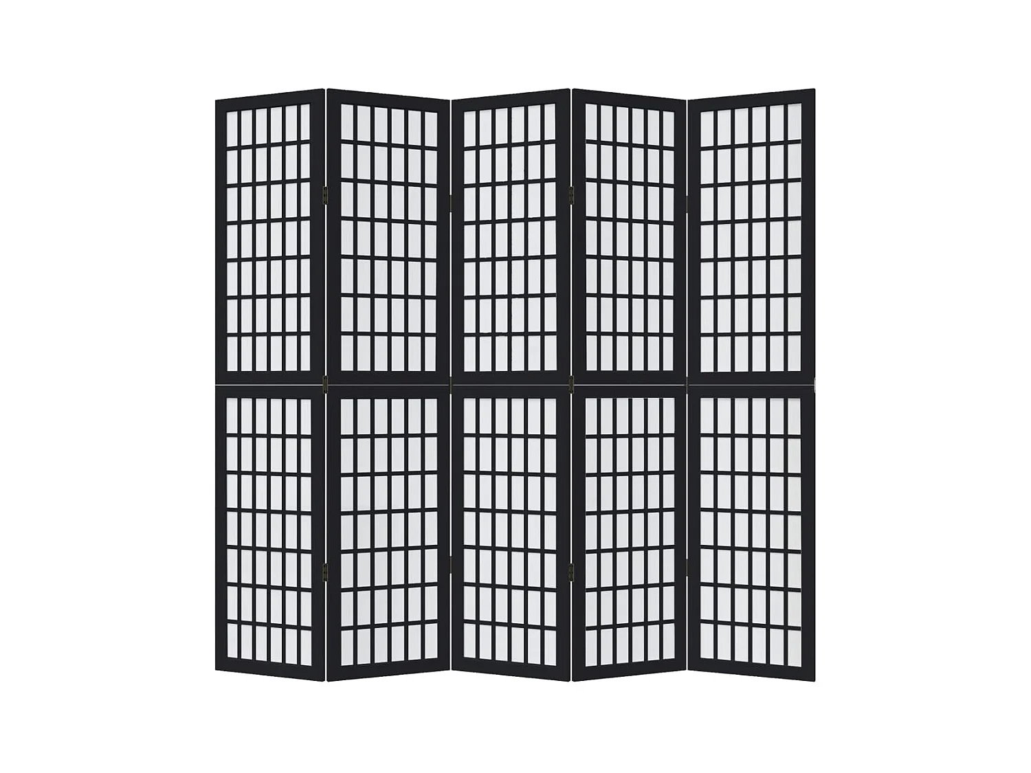 5-delige scheidingswand in zwart, massief paulowniahout