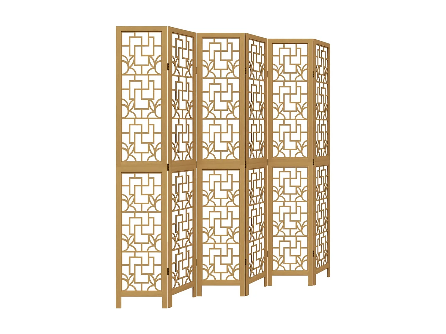 Parete divisoria a 6 pannelli in legno massello di paulonia marrone