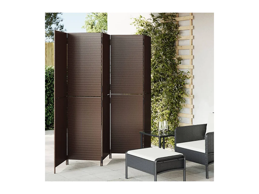 5-delige scheidingswand van bruin kunstharsriet