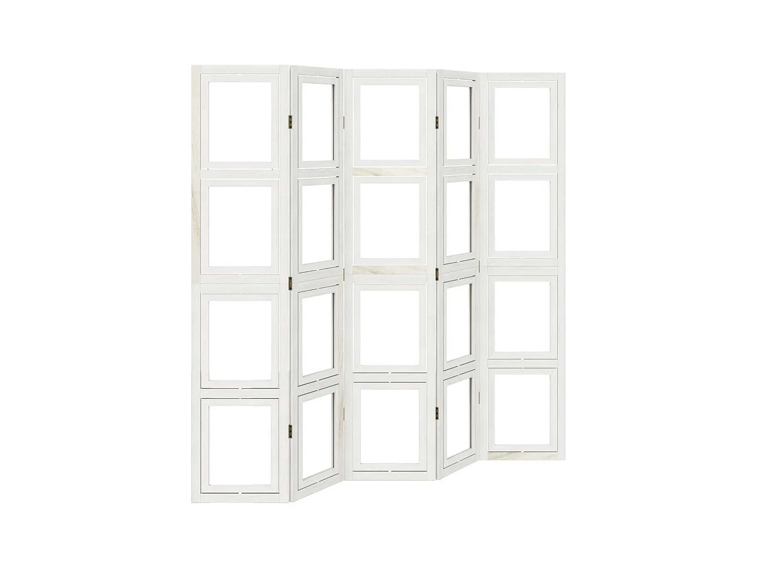 5-delige scheidingswand in wit, massief paulowniahout