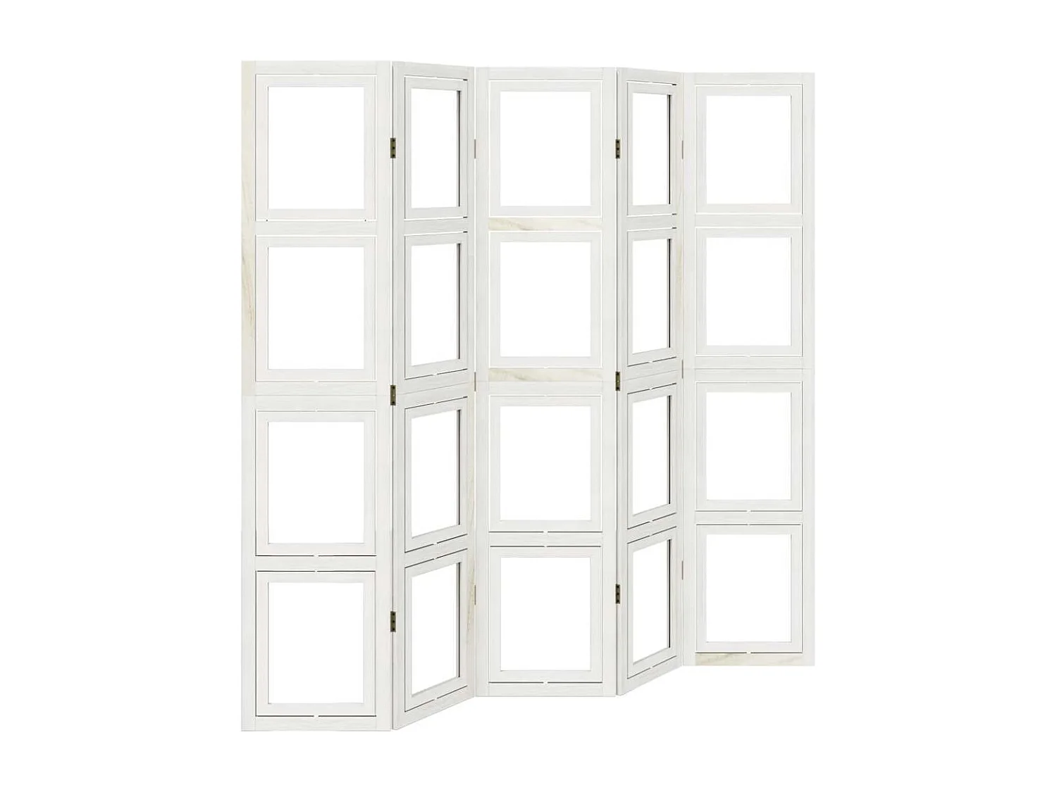 Parete divisoria a 5 pannelli in legno massello di paulonia bianco