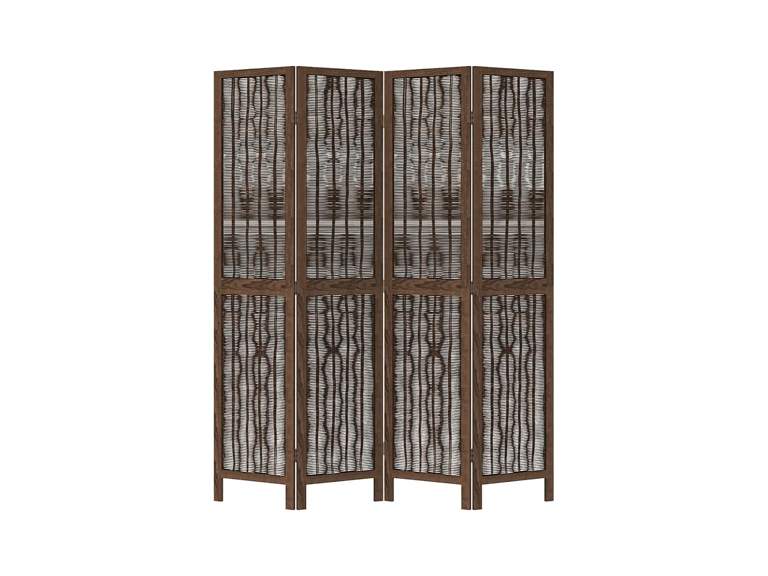 Tabique divisorio de 4 paneles de paulownia maciza en color marrón oscuro
