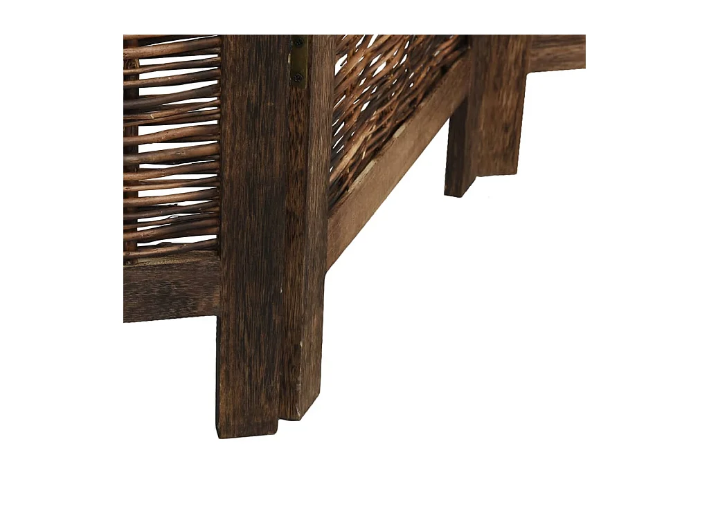 Tabique divisorio de 4 paneles de paulownia maciza en color marrón oscuro