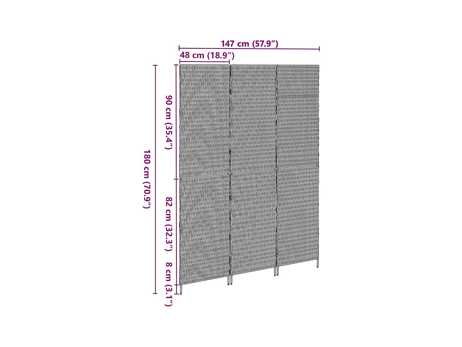 Beige Paravent 147 x 180 cm Polyrattan