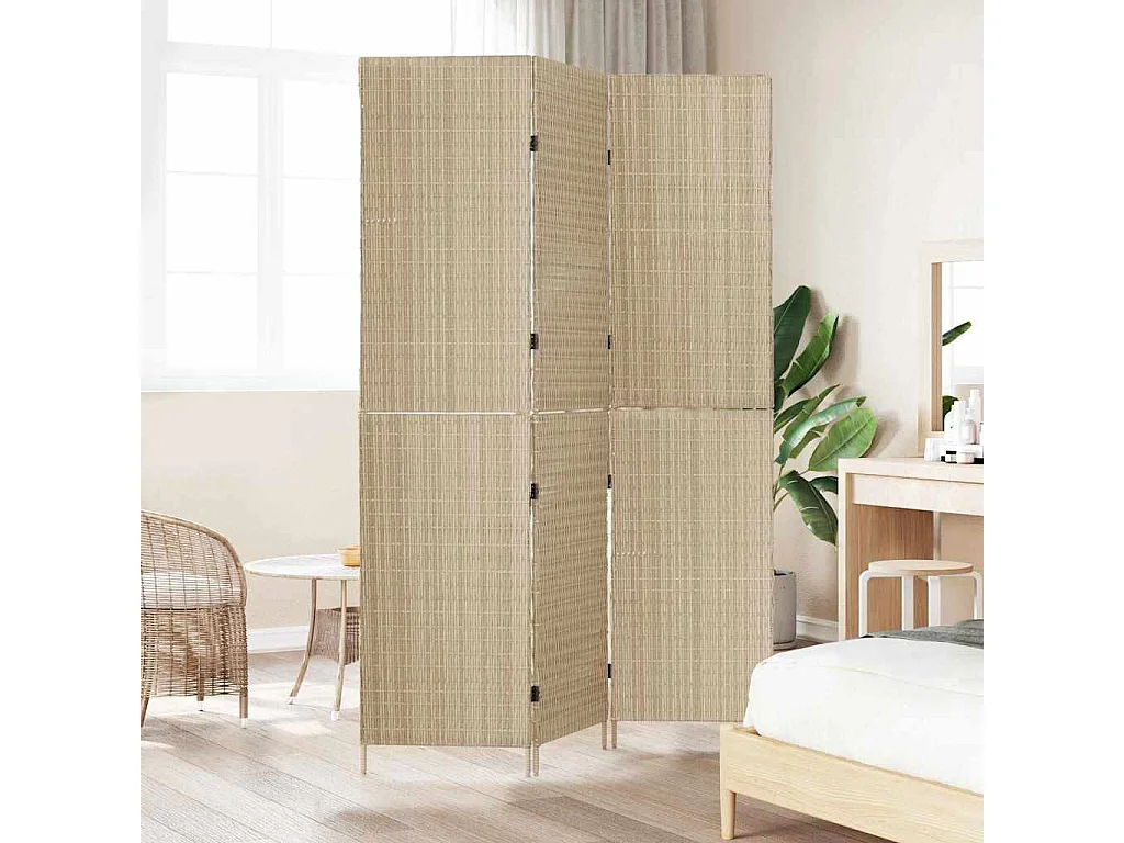 Paravento beige 147 x 180 cm polyrattan