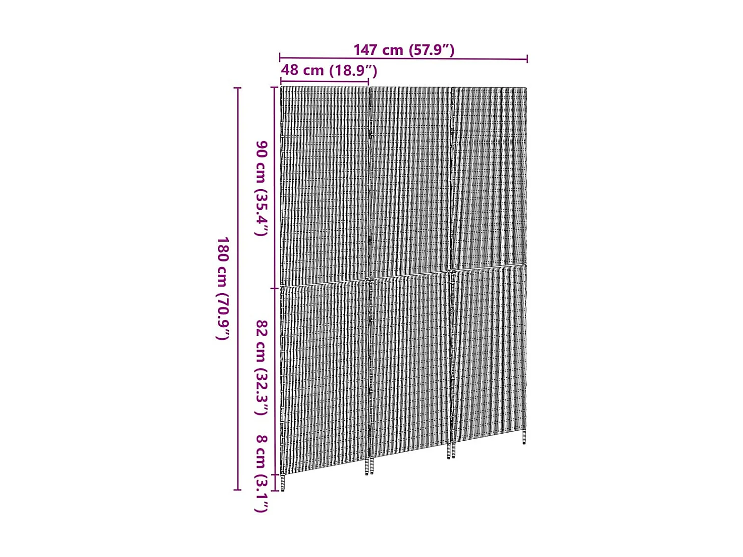 Paravento beige 147 x 180 cm polyrattan