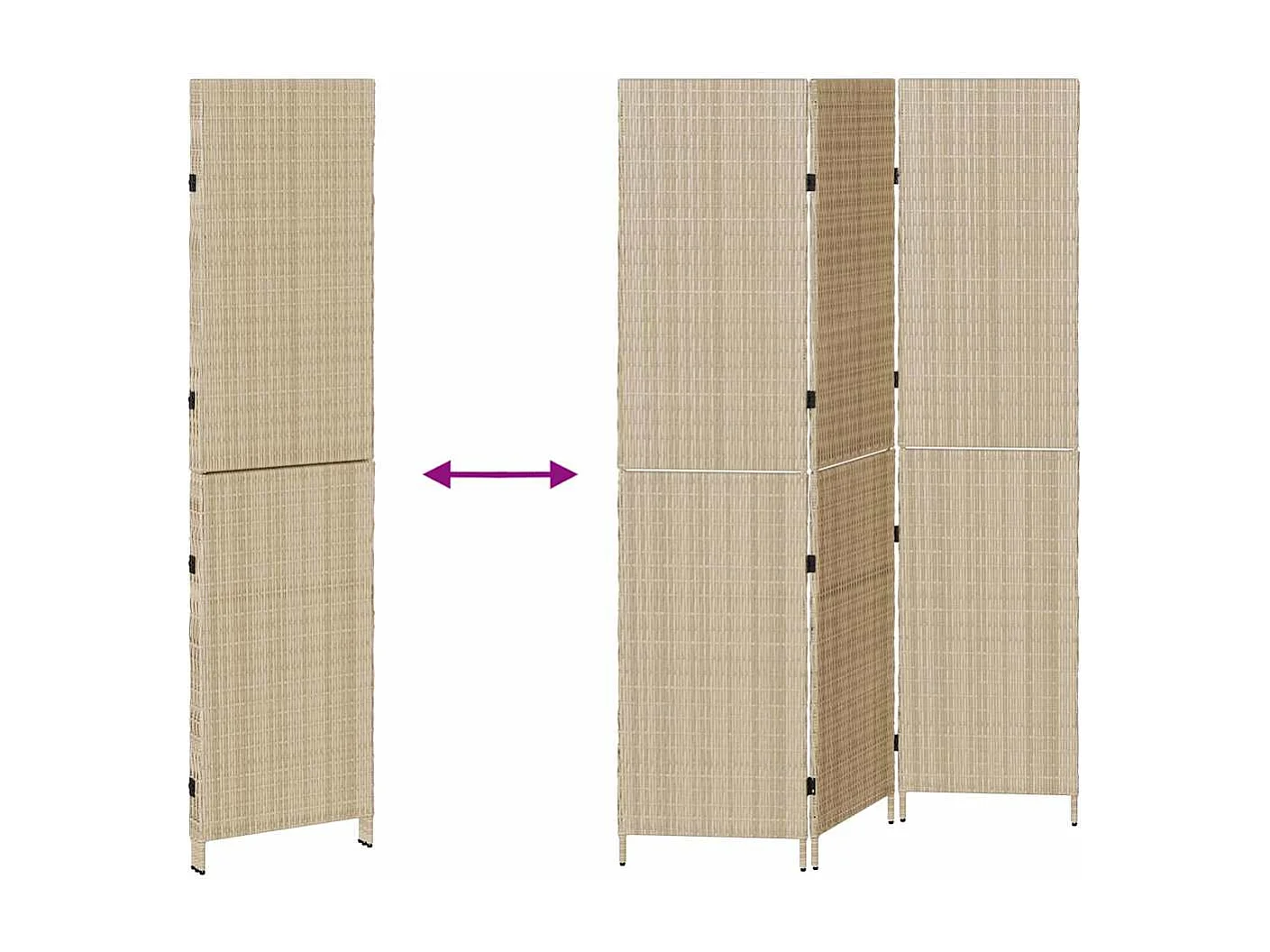 Paravento beige 147 x 180 cm polyrattan