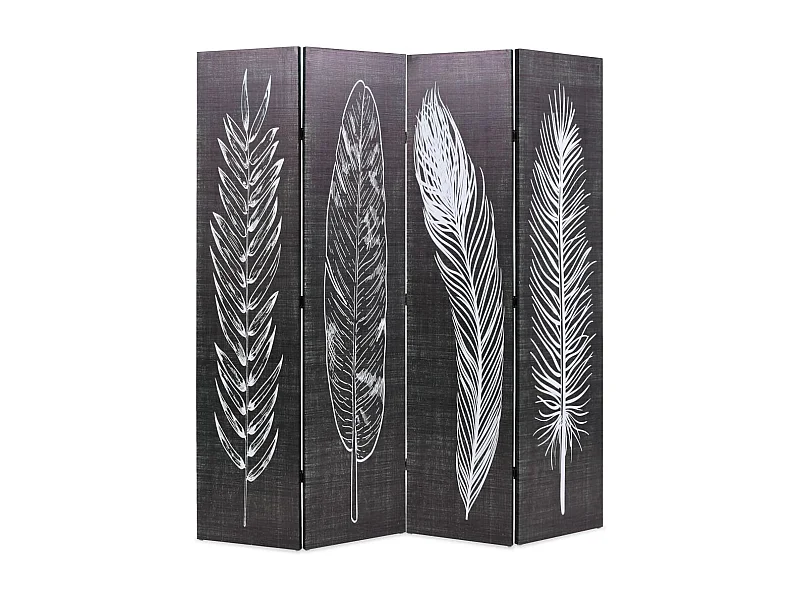 Vouwwand 160 x 170 cm Feathers Zwart-wit