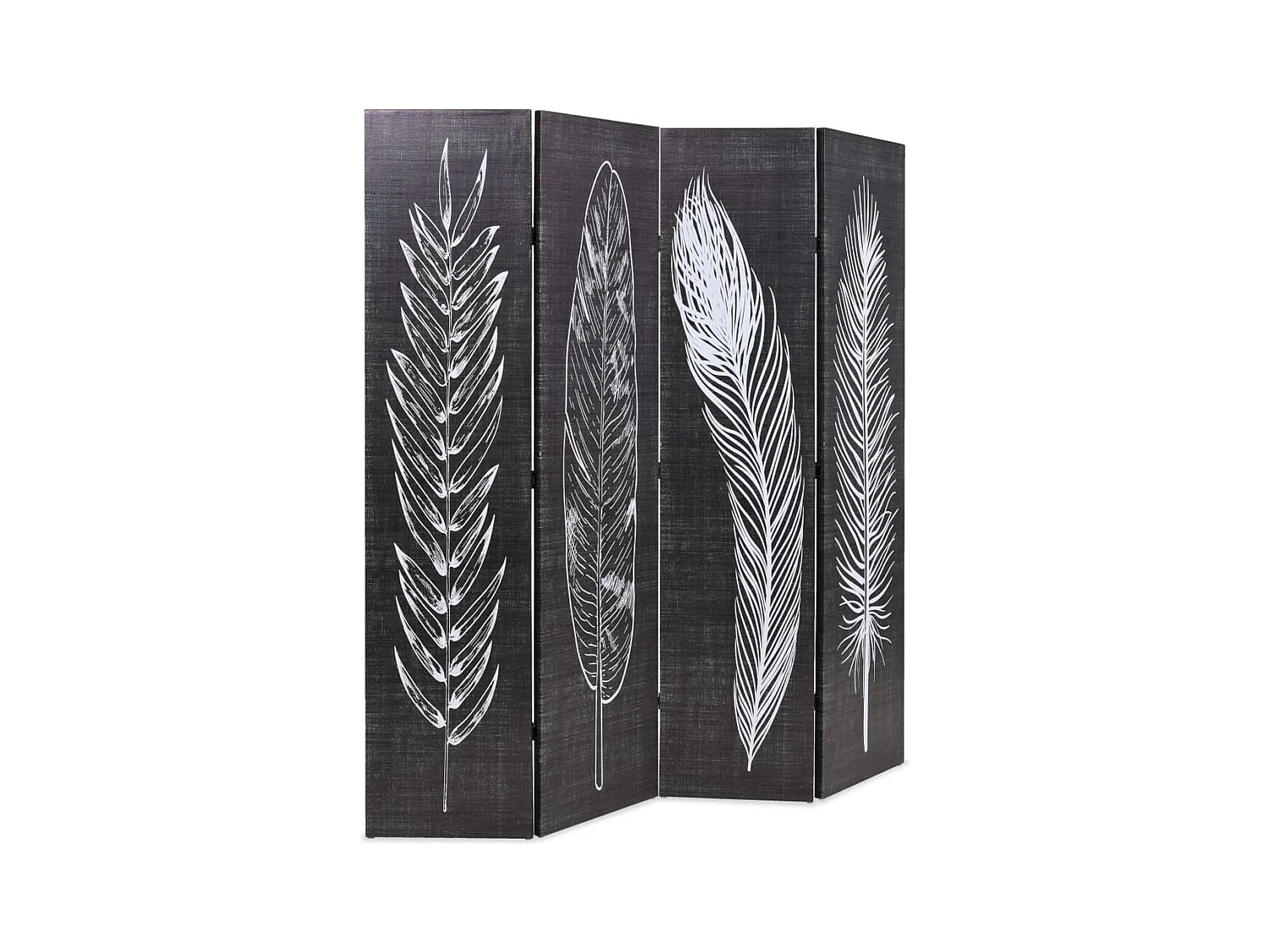 Vouwwand 160 x 170 cm Feathers Zwart-wit