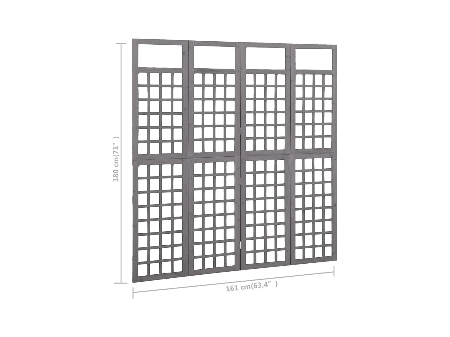 4-delige scheidingswand/rooster van massief dennenhout