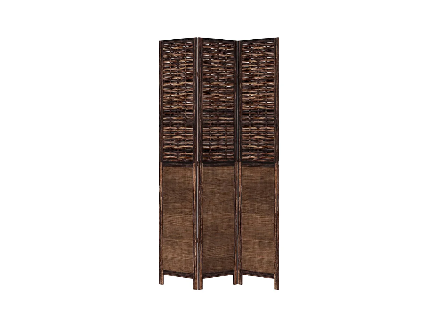 Tabique divisorio de 3 paneles en marrón oscuro fabricado en paulownia maciza