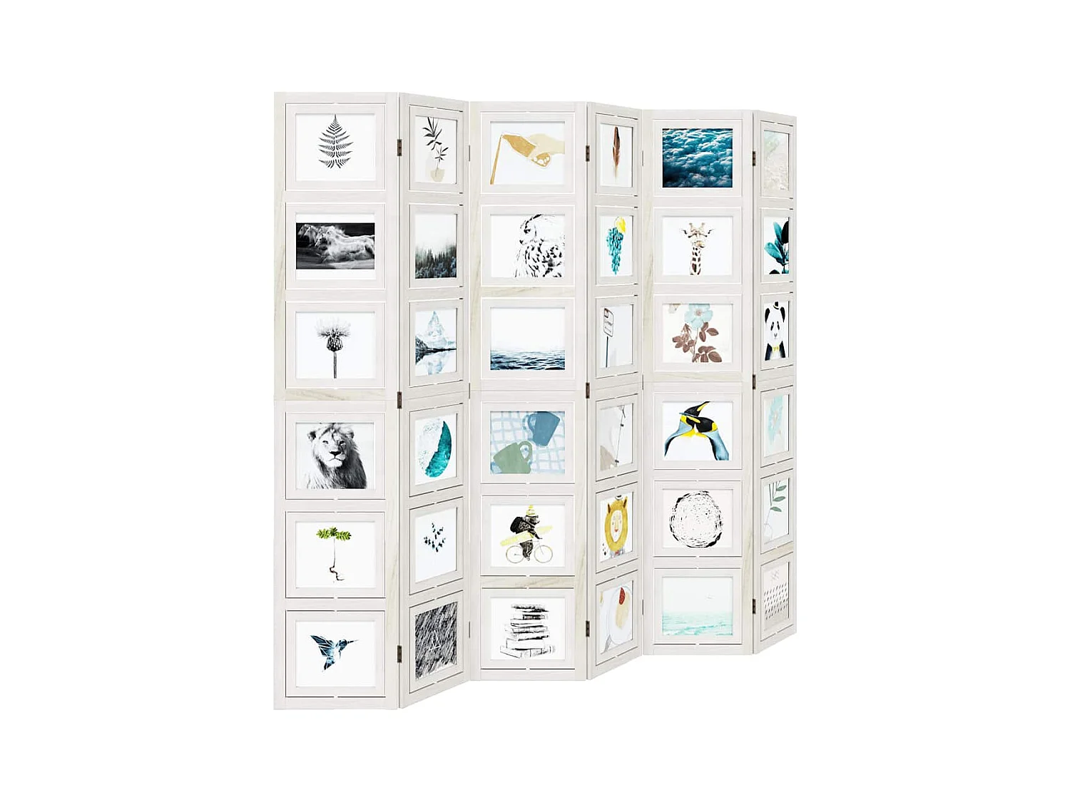 Tabique divisorio de 6 paneles en madera maciza de paulownia blanca