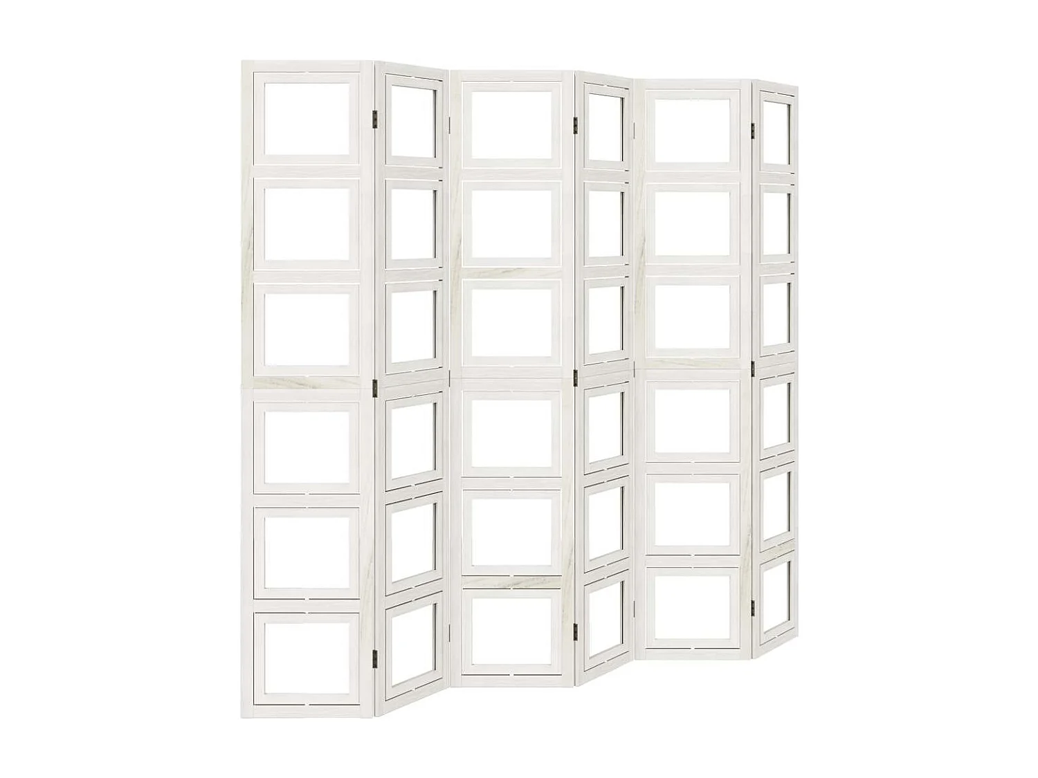 Parete divisoria a 6 pannelli in legno massello di paulonia bianco