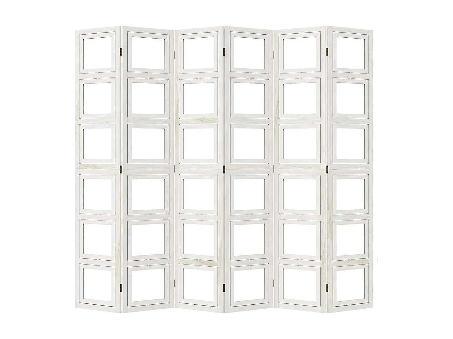 Parete divisoria a 6 pannelli in legno massello di paulonia bianco