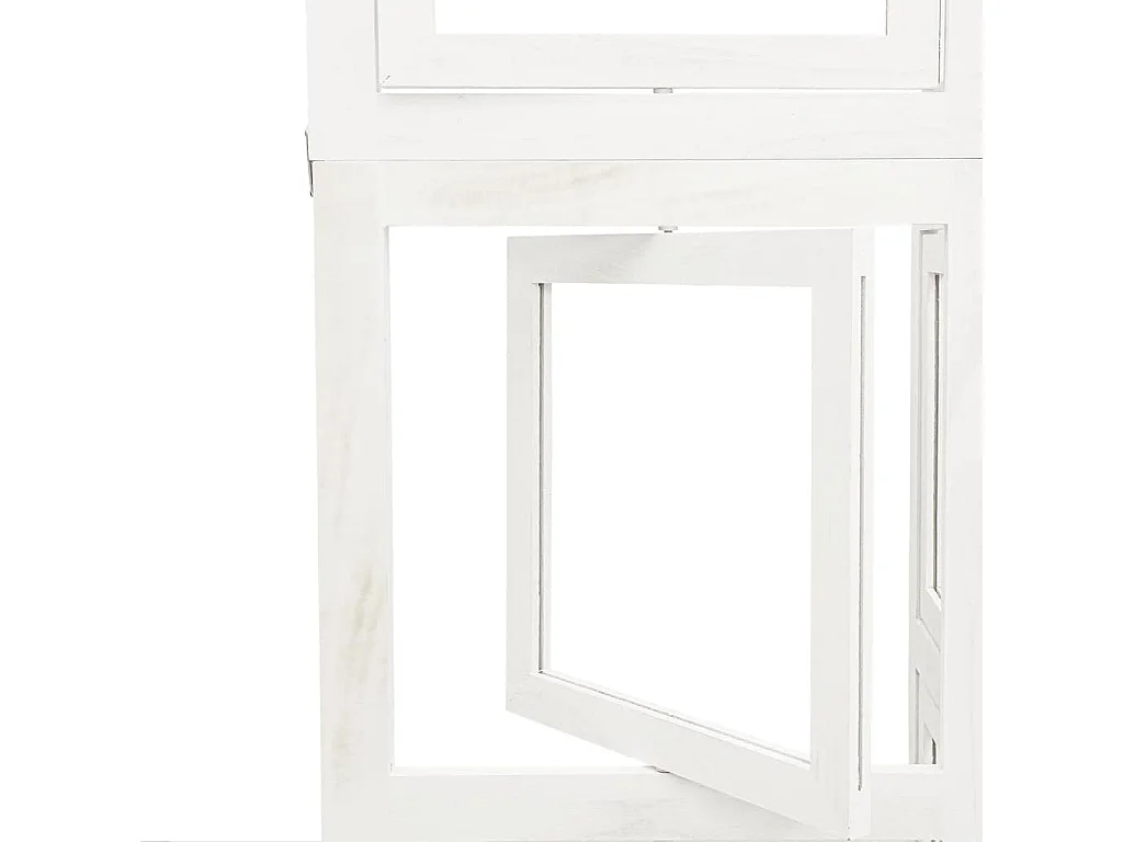 Parete divisoria a 6 pannelli in legno massello di paulonia bianco