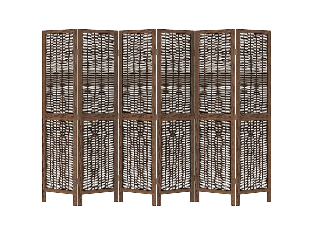 Tabique divisorio de 6 paneles en color marrón oscuro fabricado en paulownia maciza