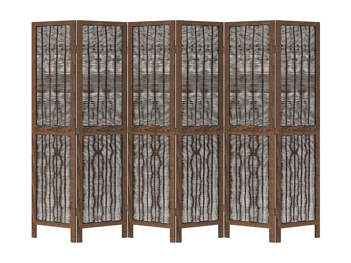 Parete divisoria marrone scuro a 6 pannelli realizzata in massello di paulonia