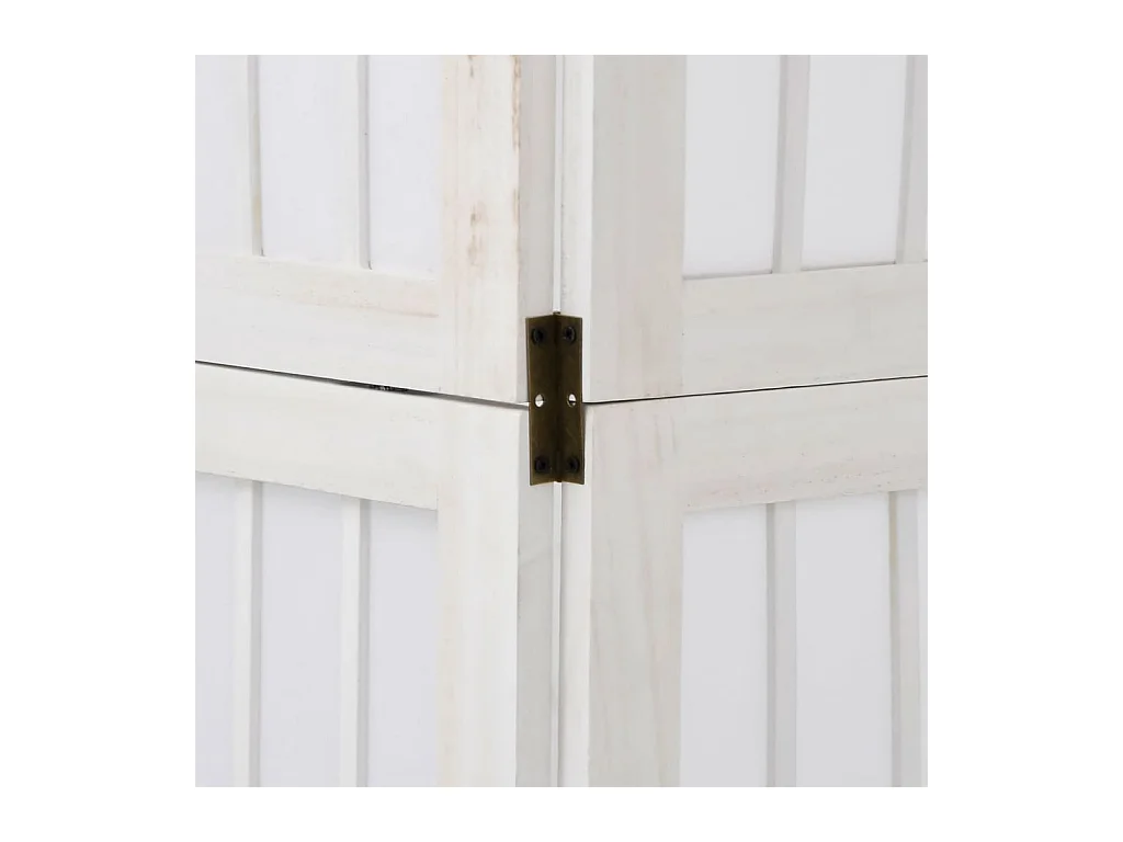 Cloison de séparation 3 panneaux blanc bois de paulownia massif