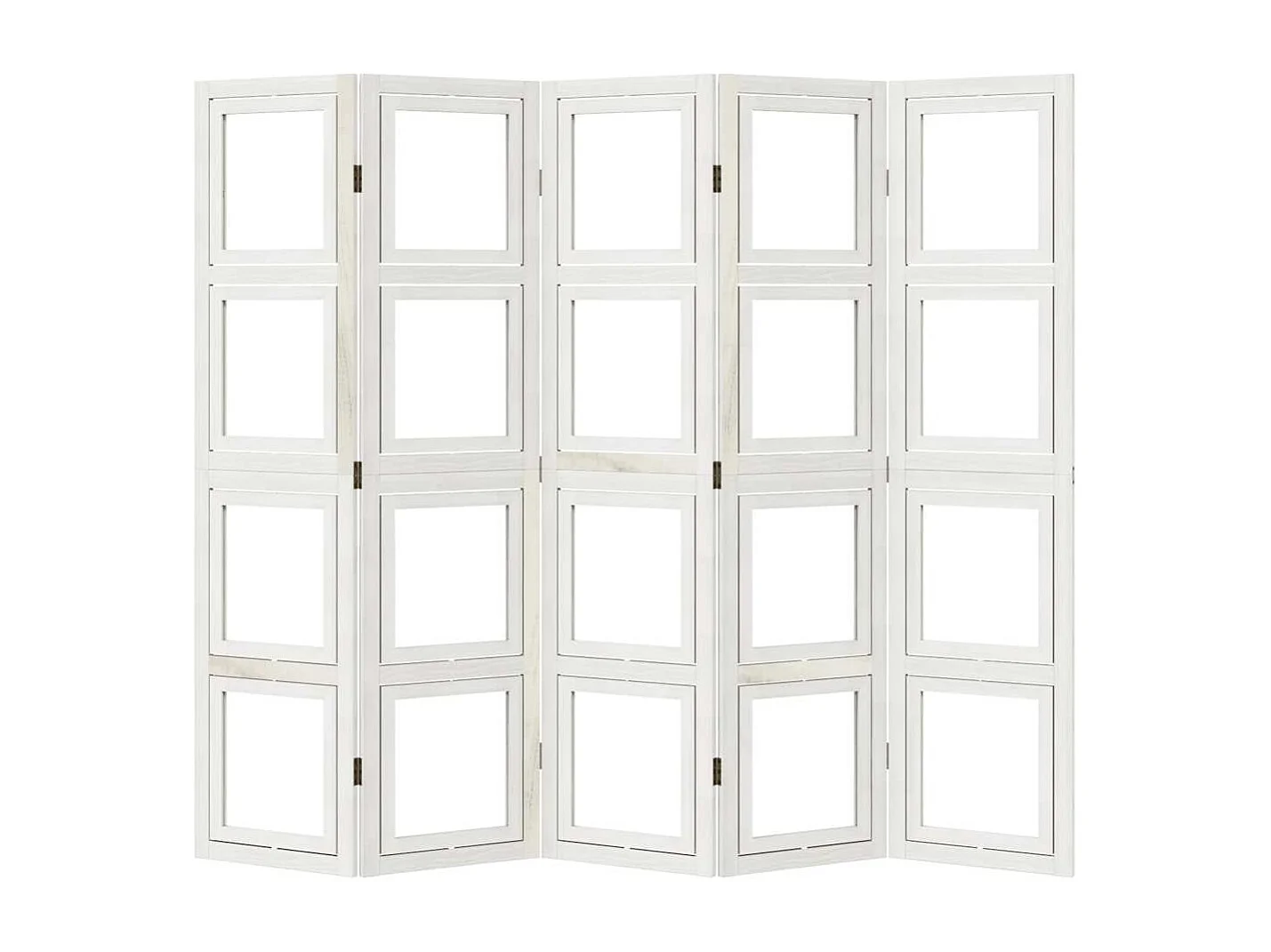 Parete divisoria a 5 pannelli in legno massello di paulonia bianco