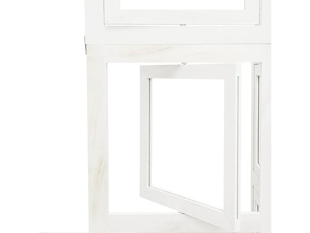 Parete divisoria a 5 pannelli in legno massello di paulonia bianco