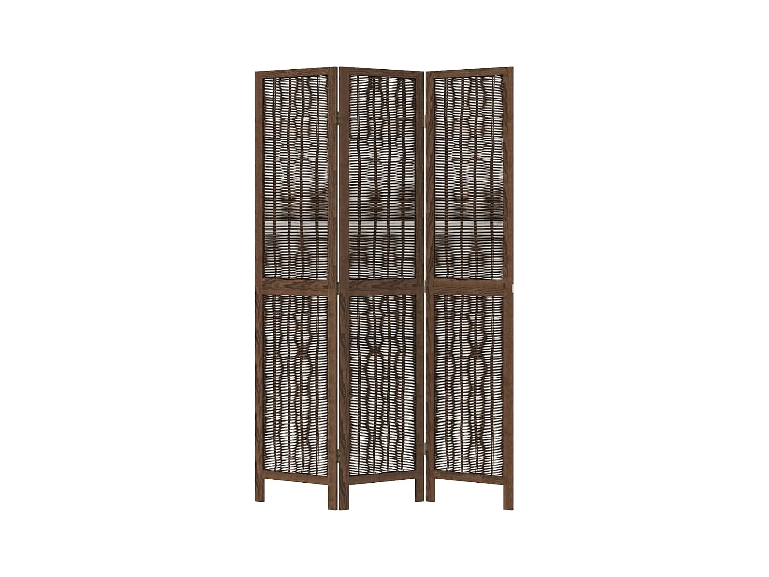 Tabique divisorio de 3 paneles en marrón oscuro fabricado en paulownia maciza