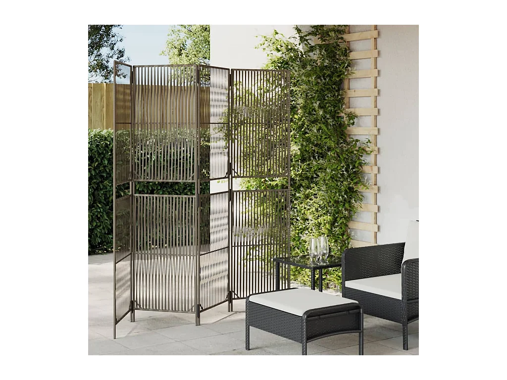 4-delige grijze scheidingswand van kunstharsriet