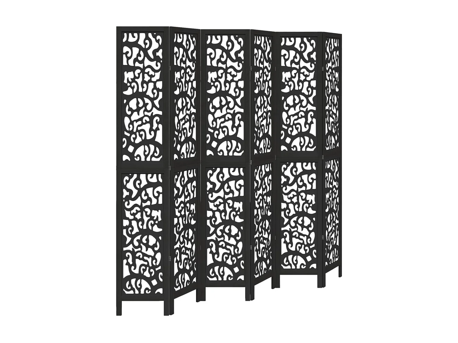 Parete divisoria a 6 pannelli in legno massello di paulonia nero