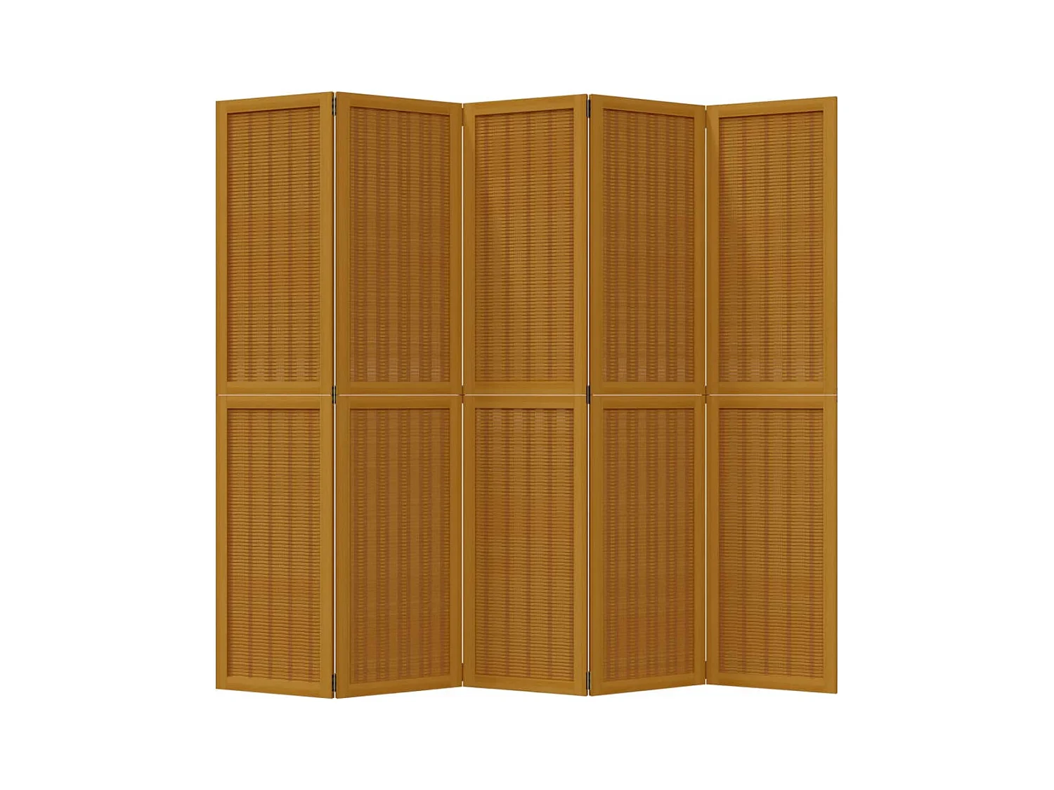 5-delige scheidingswand in bruin, massief paulowniahout