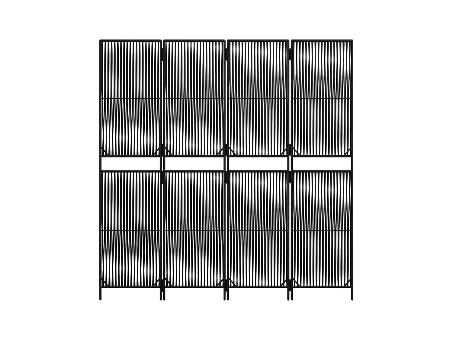 4-delige zwarte scheidingswand van kunstharsriet