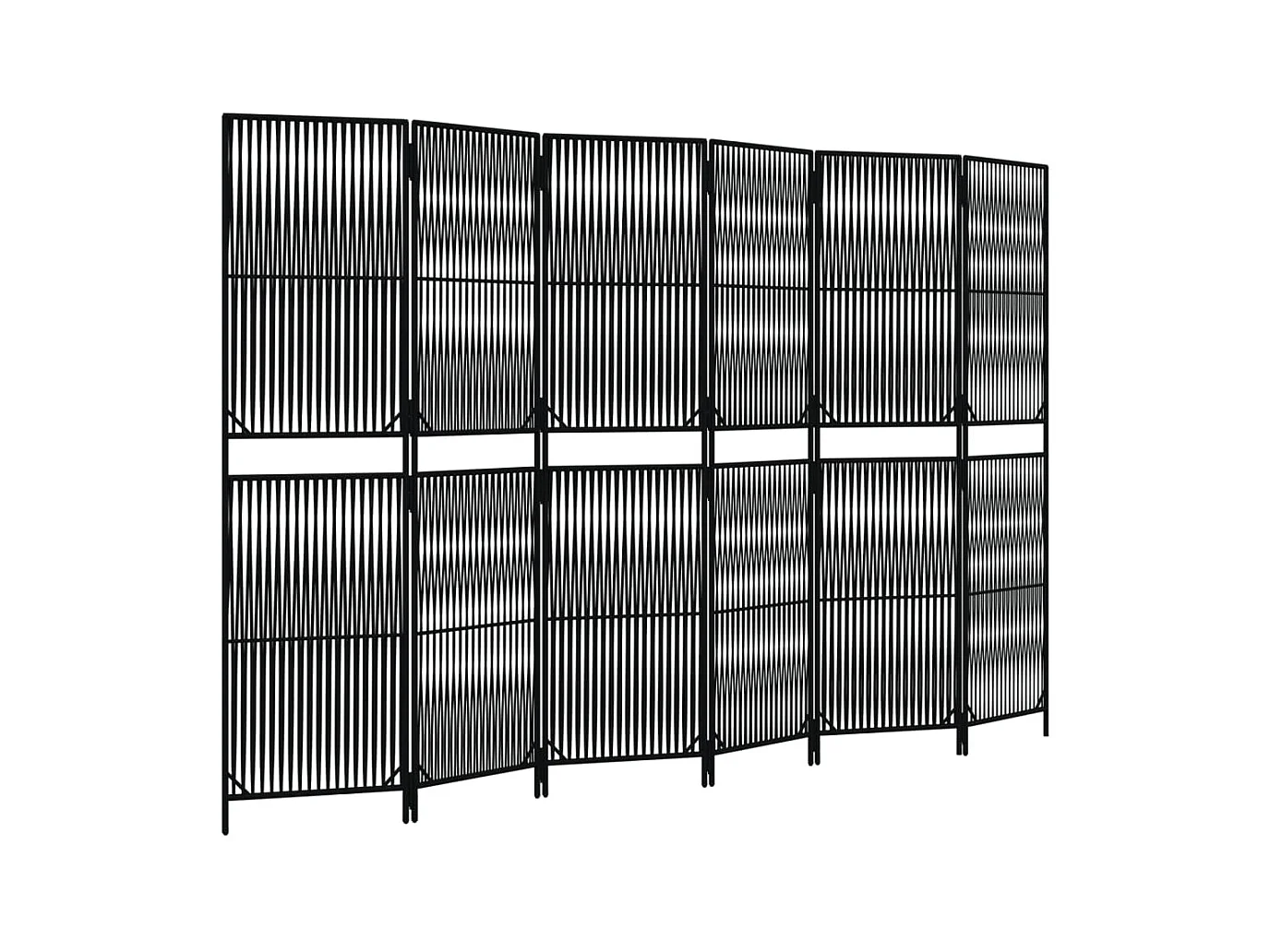 6-delige scheidingswand van zwart kunstharsriet