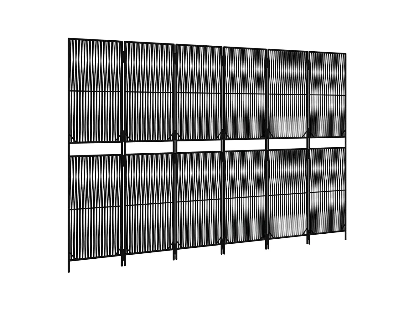 6-delige scheidingswand van zwart kunstharsriet