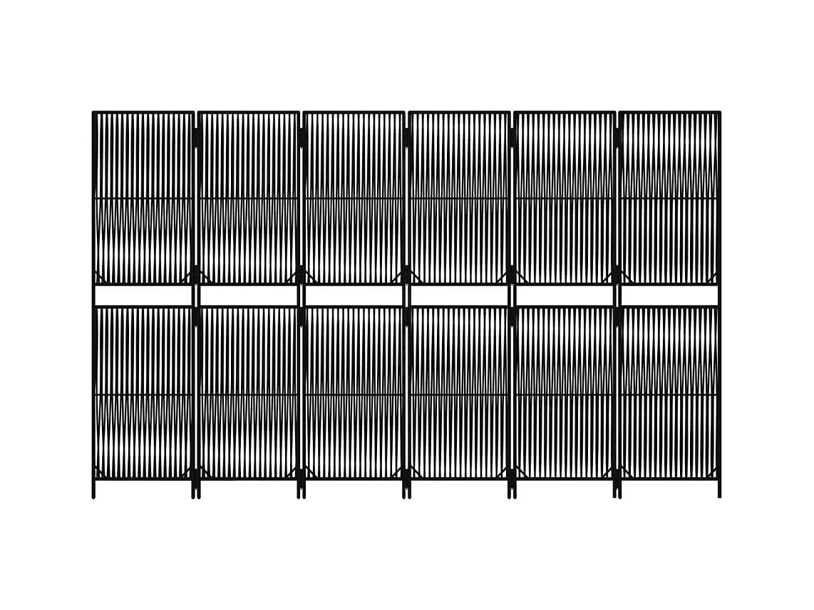 6-delige scheidingswand van zwart kunstharsriet