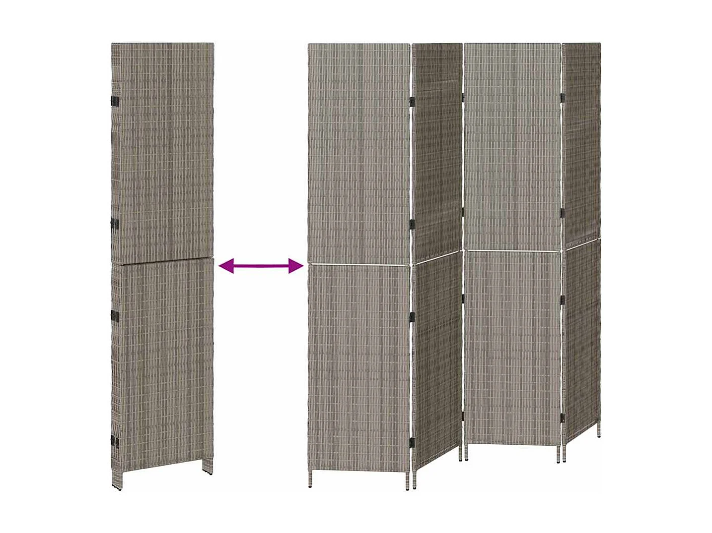 Paravent Gris 195 x 180 cm polyrotin