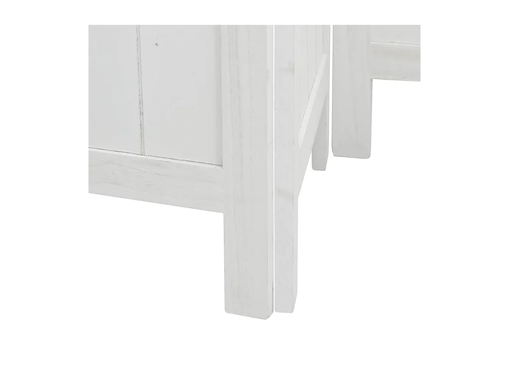 Cloison de séparation 4 panneaux blanc bois de paulownia massif