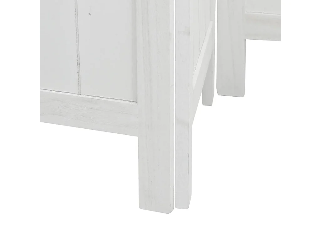 4-delige scheidingswand in wit, massief paulowniahout