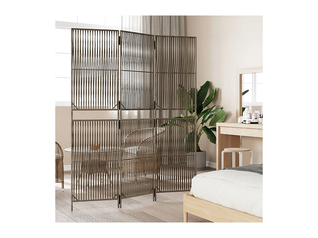 3-delige grijze scheidingswand van kunstharsriet