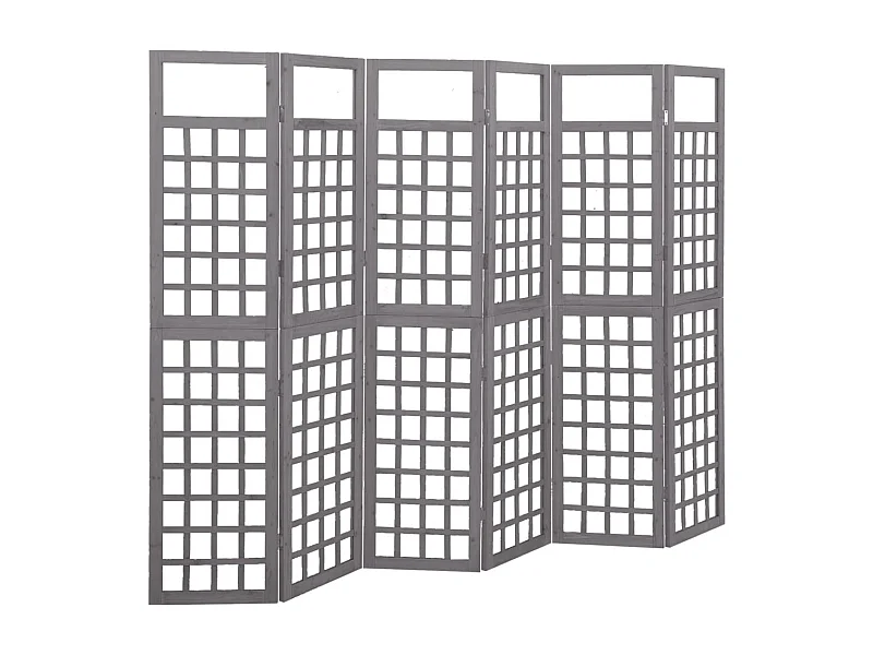 Scheidingswand met 6 panelen/massief dennenhouten rooster