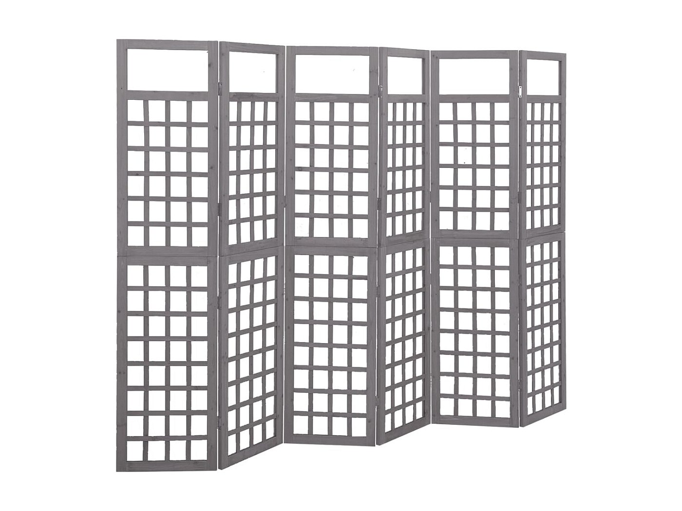 Scheidingswand met 6 panelen/massief dennenhouten rooster