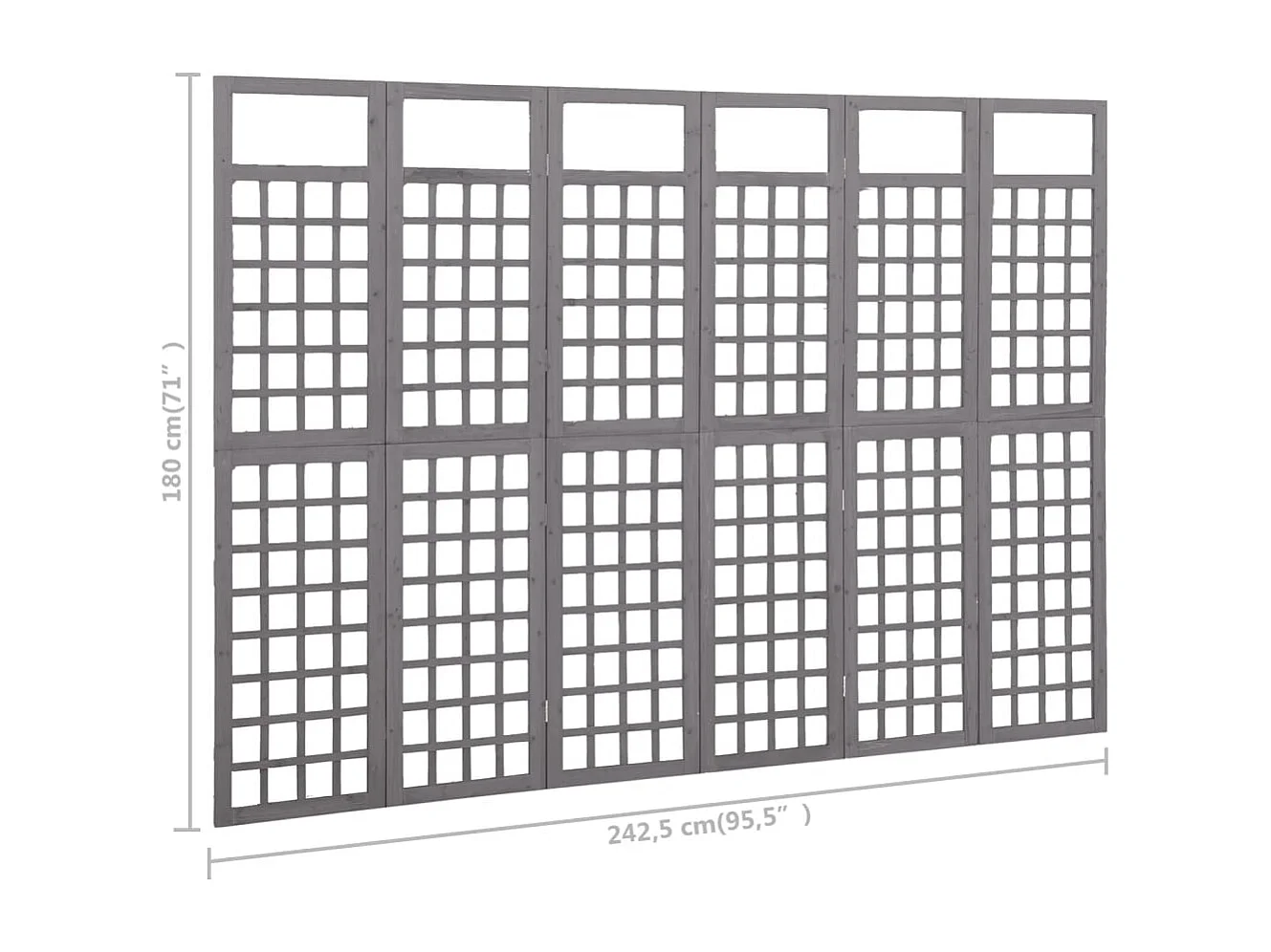 Cloison de séparation à 6 panneaux/treillis bois sapin massif