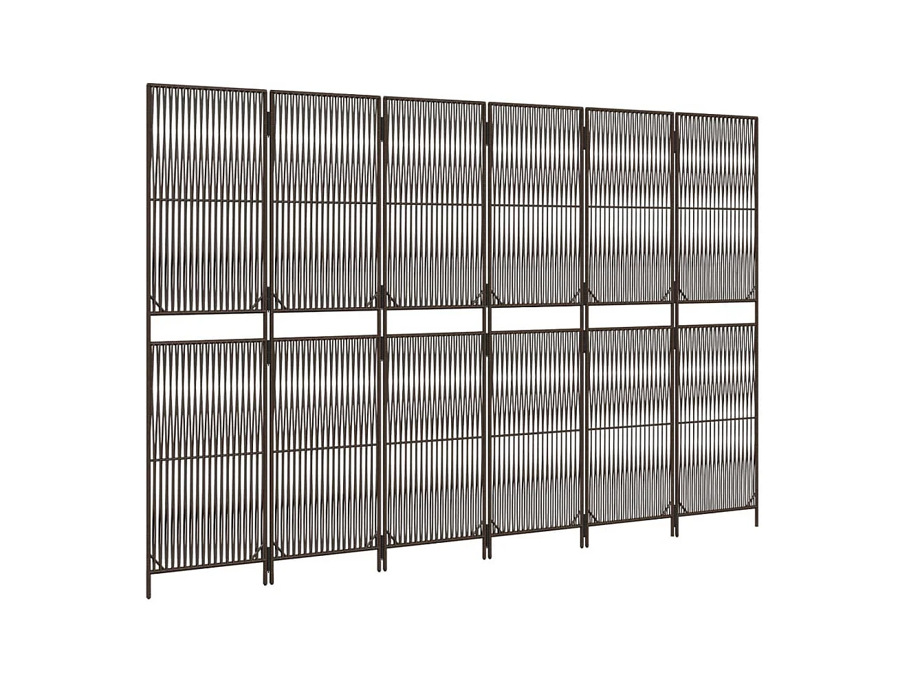 Tabique divisorio de mimbre de resina marrón de 6 paneles