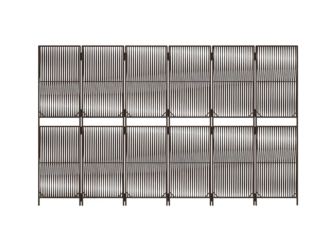 Tabique divisorio de mimbre de resina marrón de 6 paneles