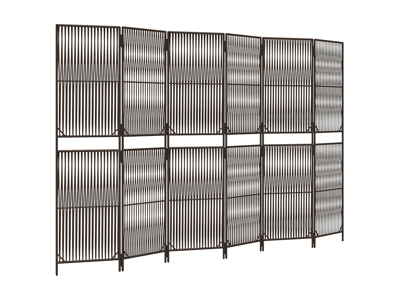 Parete divisoria in vimini di resina marrone a 6 pannelli