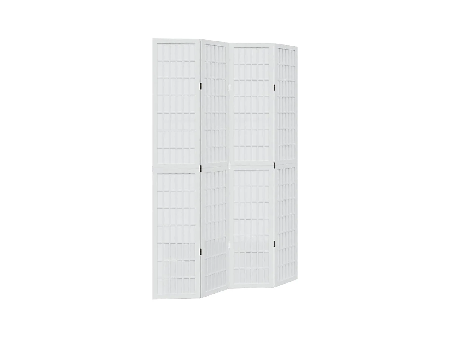 Cloison de séparation 4 panneaux blanc bois de paulownia massif