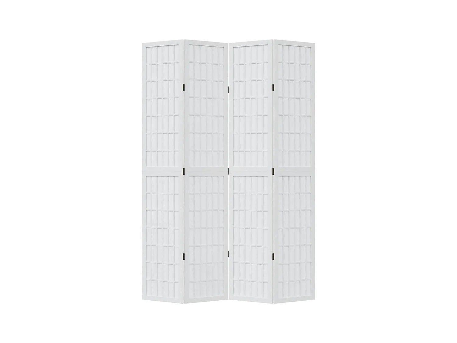 Cloison de séparation 4 panneaux blanc bois de paulownia massif